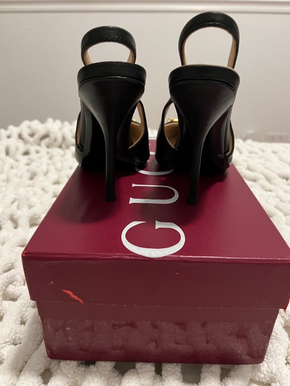 Gucci Black Leather Horsebit Slingback Heels - Picture 5 of 6